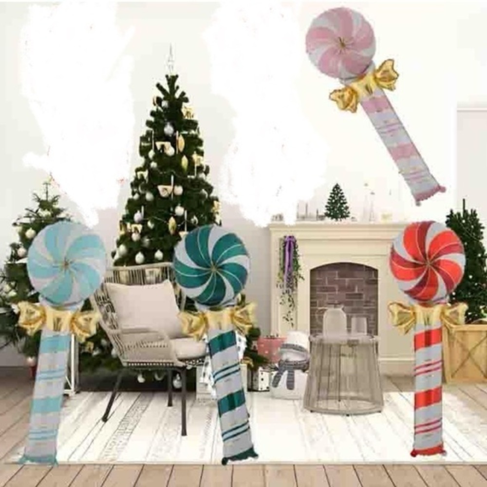Christmas Ballooons Set Lollipop Windmill Balloons Colorful Candy Cane Swirl
